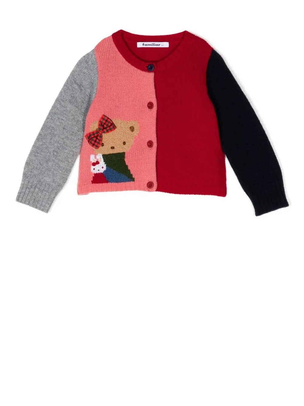 

Familiar patchwork button-up cardigan - Red