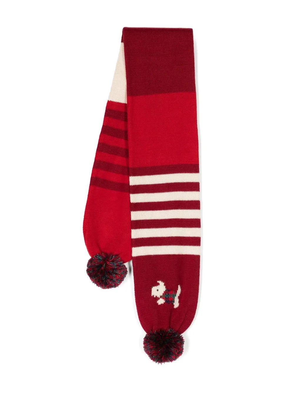 

Familiar pompom-detail knitted scarf - Red