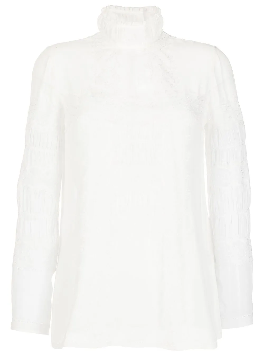 

SHIATZY CHEN lace-panel sheer shirt - White