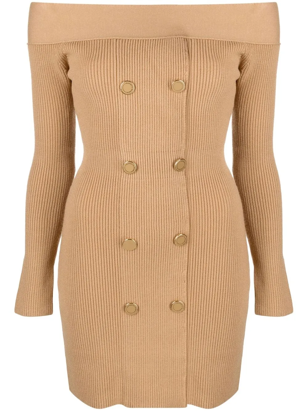 

Elisabetta Franchi off-shoulder knitted blazer dress - Brown