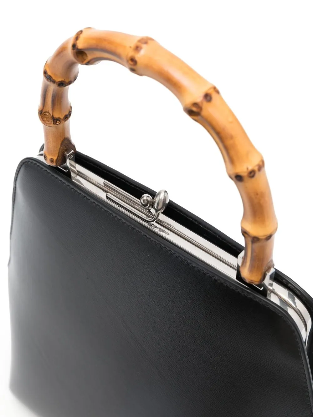 Jil Sander Goji Bamboo Small Leather Top Handle Bag In Black