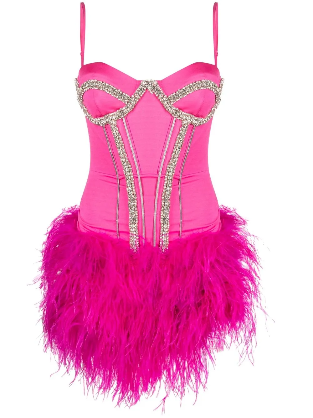 

Loulou vestido estilo corset con ribete de plumas - Rosado