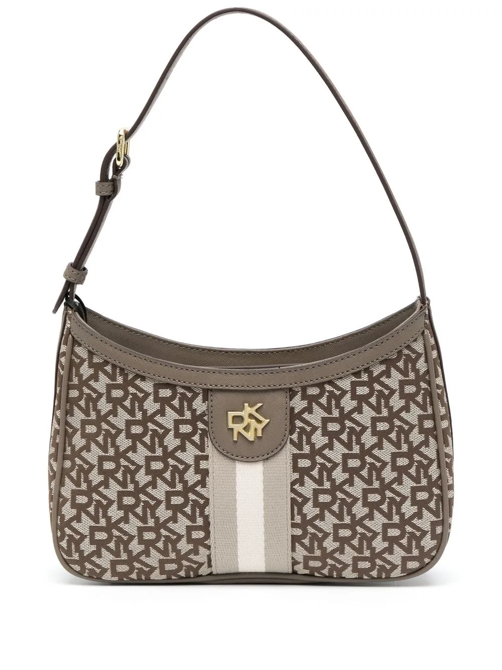 

DKNY monogram logo plaque leather shoulder bag - Neutrals