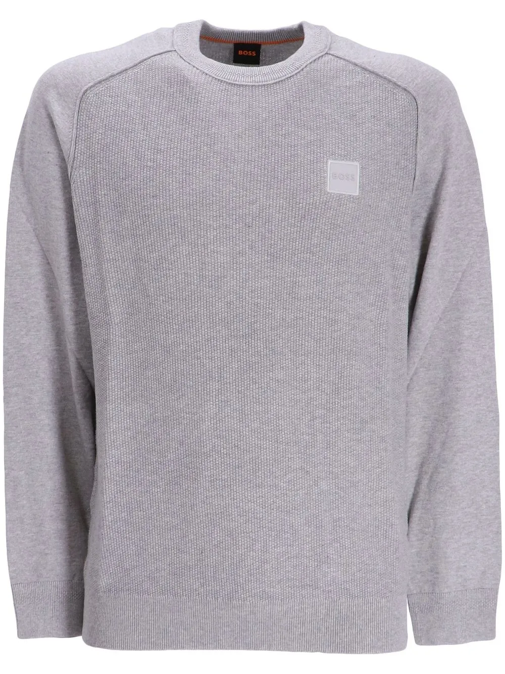 

BOSS crew-neck logo-patch jumper - Grey