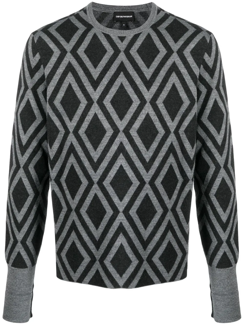 

Emporio Armani diamond-pattern knit jumper - Grey