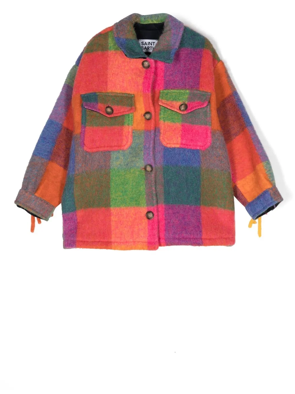 

MC2 Saint Barth Kids bold-check button-up coat - Pink