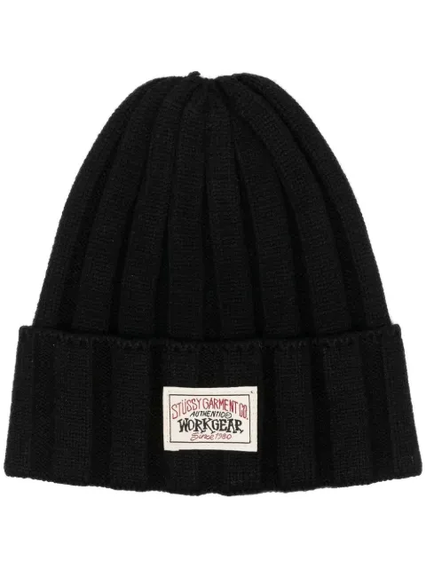 Stüssy ribbed-knit logo-patch beanie