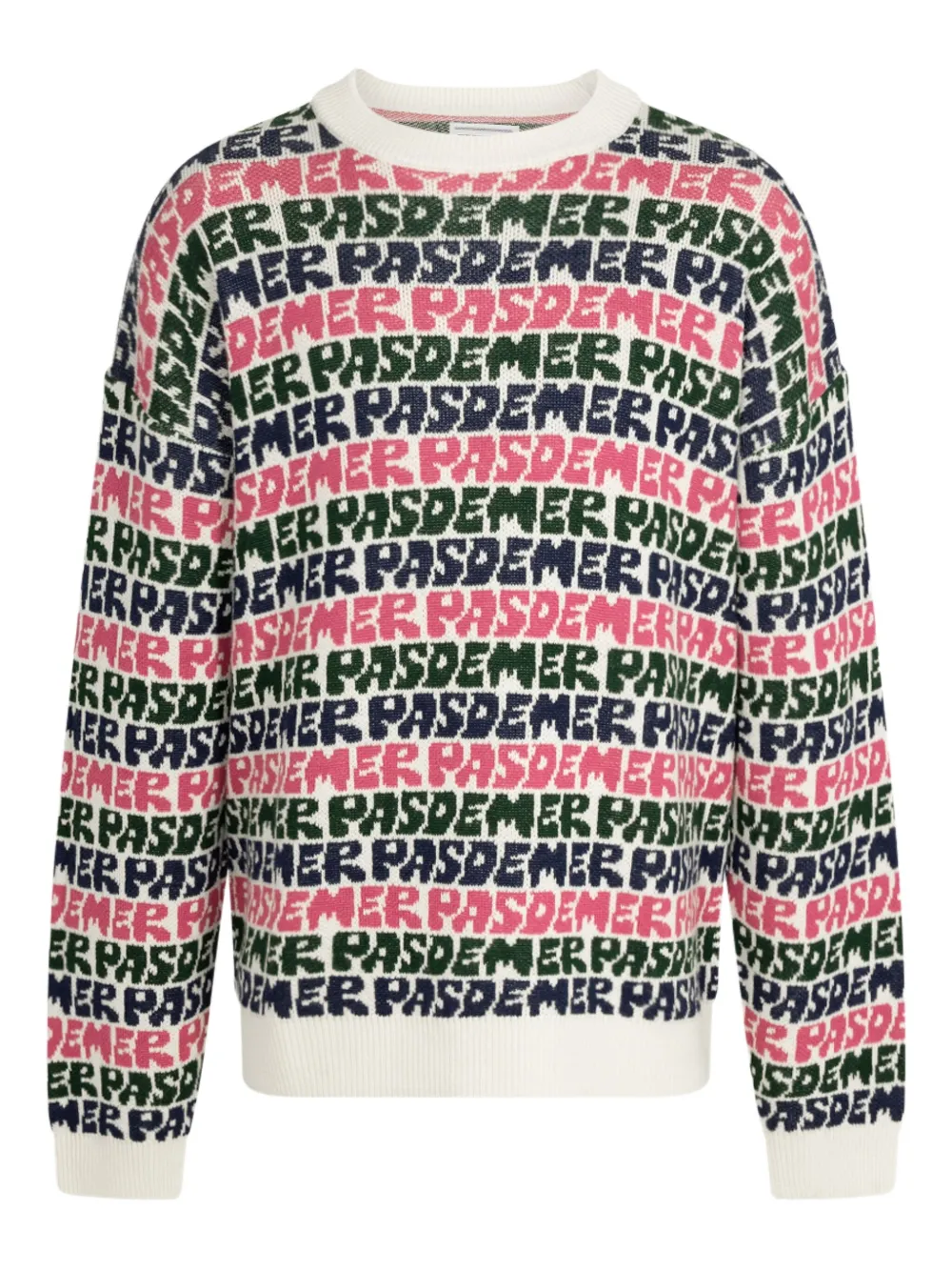 Pas de Mer graffiti-knit crew-neck sweater | Blue | Image 1