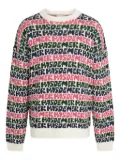 Pas de Mer graffiti-knit crew-neck sweater - Blue