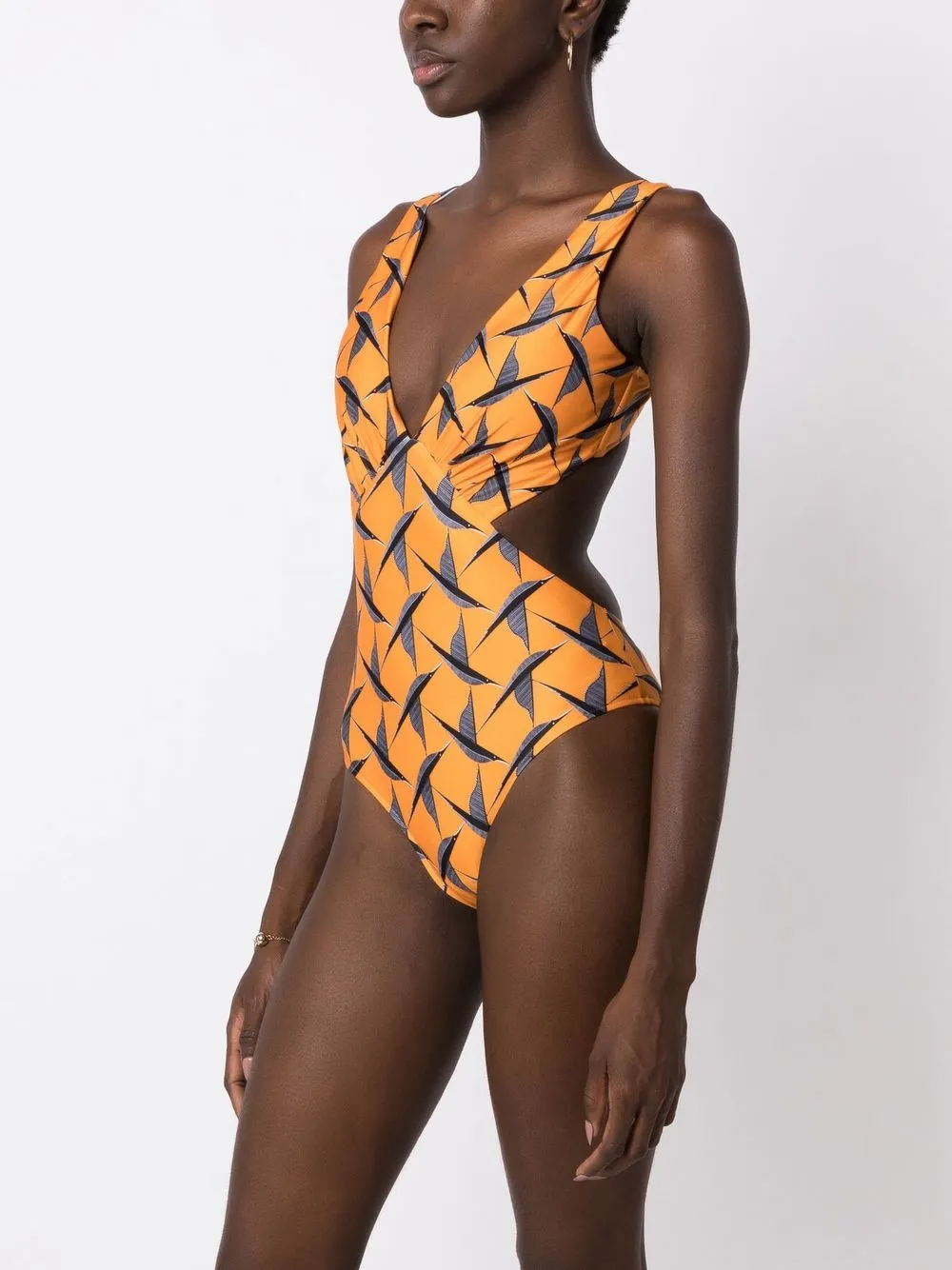 Shop Lygia & Nanny Alexis Printed Cut-out Swimsuit In Orange