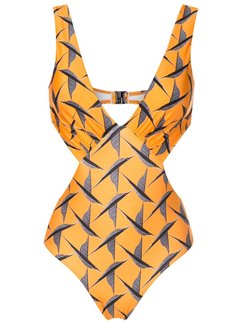 Lygia & Nanny Alexis Printed Cut-out Swimsuit In Orange