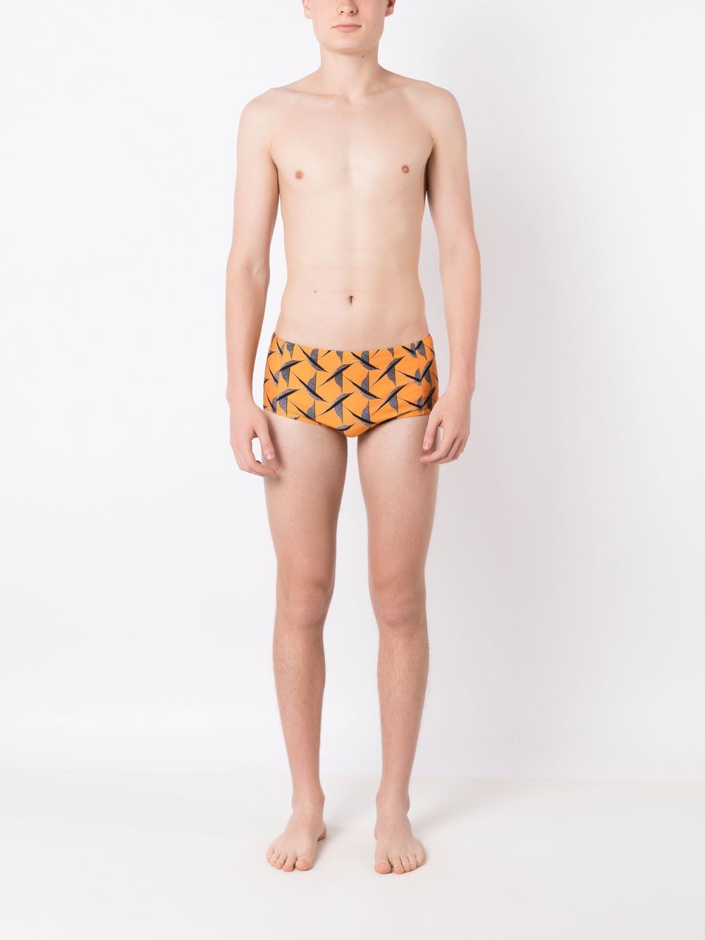 Shop Lygia & Nanny Bird-print Swimming Trunks In Orange