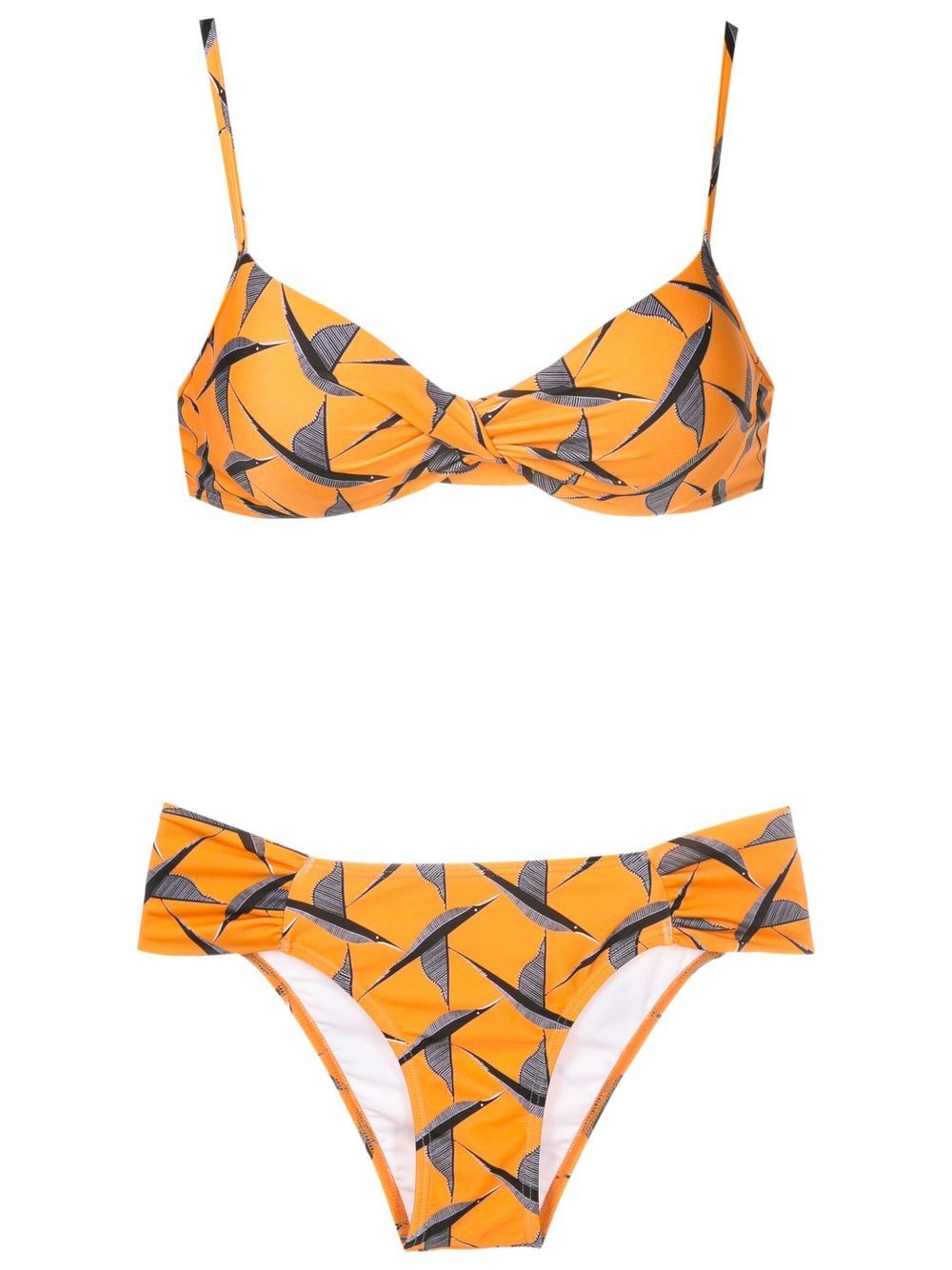 Shop Lygia & Nanny Vitória Bird-print Bikini Set In Orange