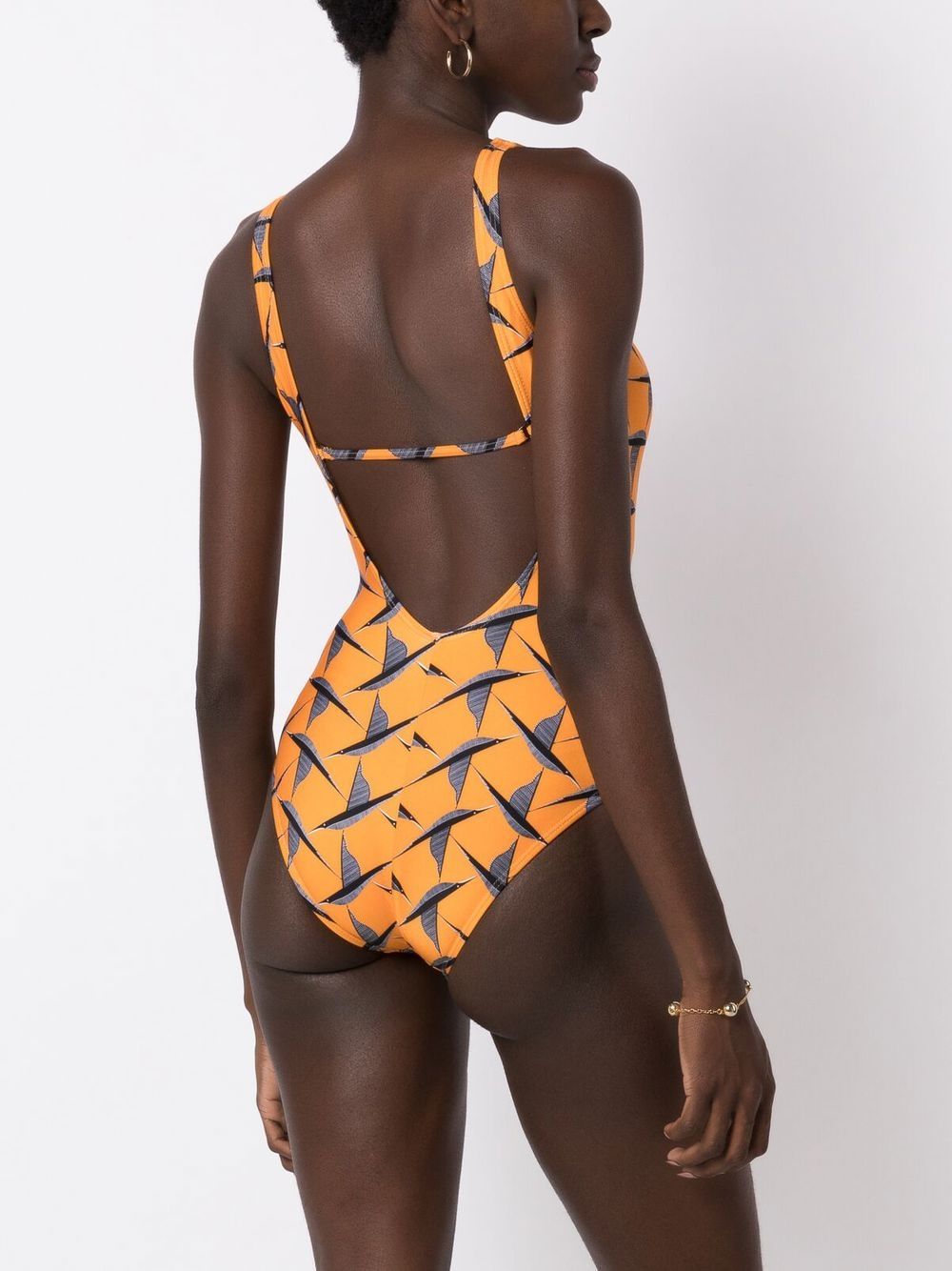 Shop Lygia & Nanny Mirrassol Logo Plaque Swimsuit In Orange