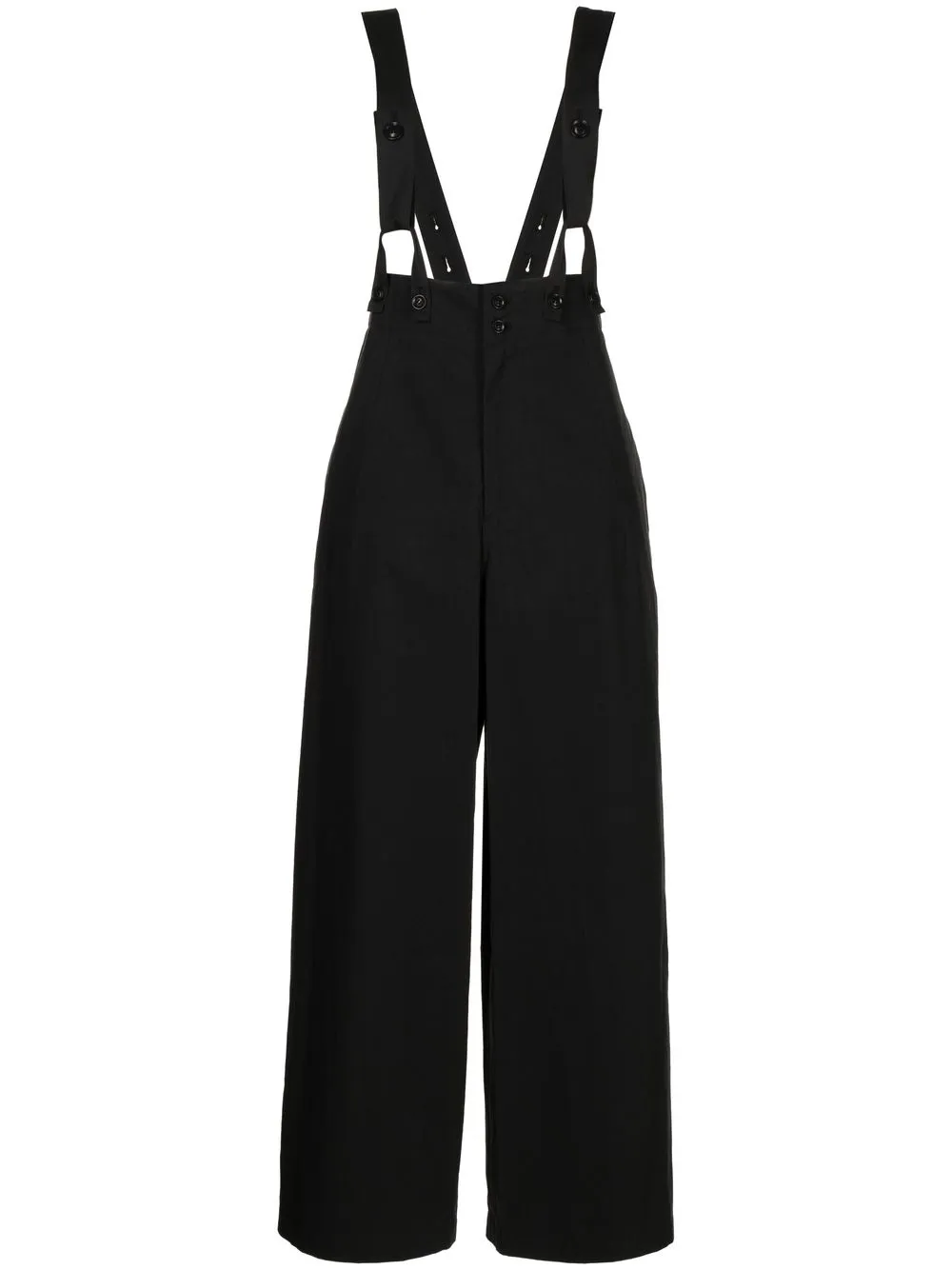 

Y's brace-detail wide-leg trousers - Black