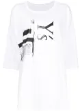 Y's half-sleeves printed T-shirt - White