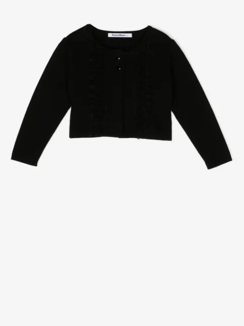 familiar tulle-detail button-up cardigan