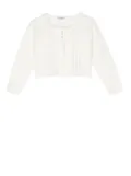 familiar ruffled button-front cardigan - White