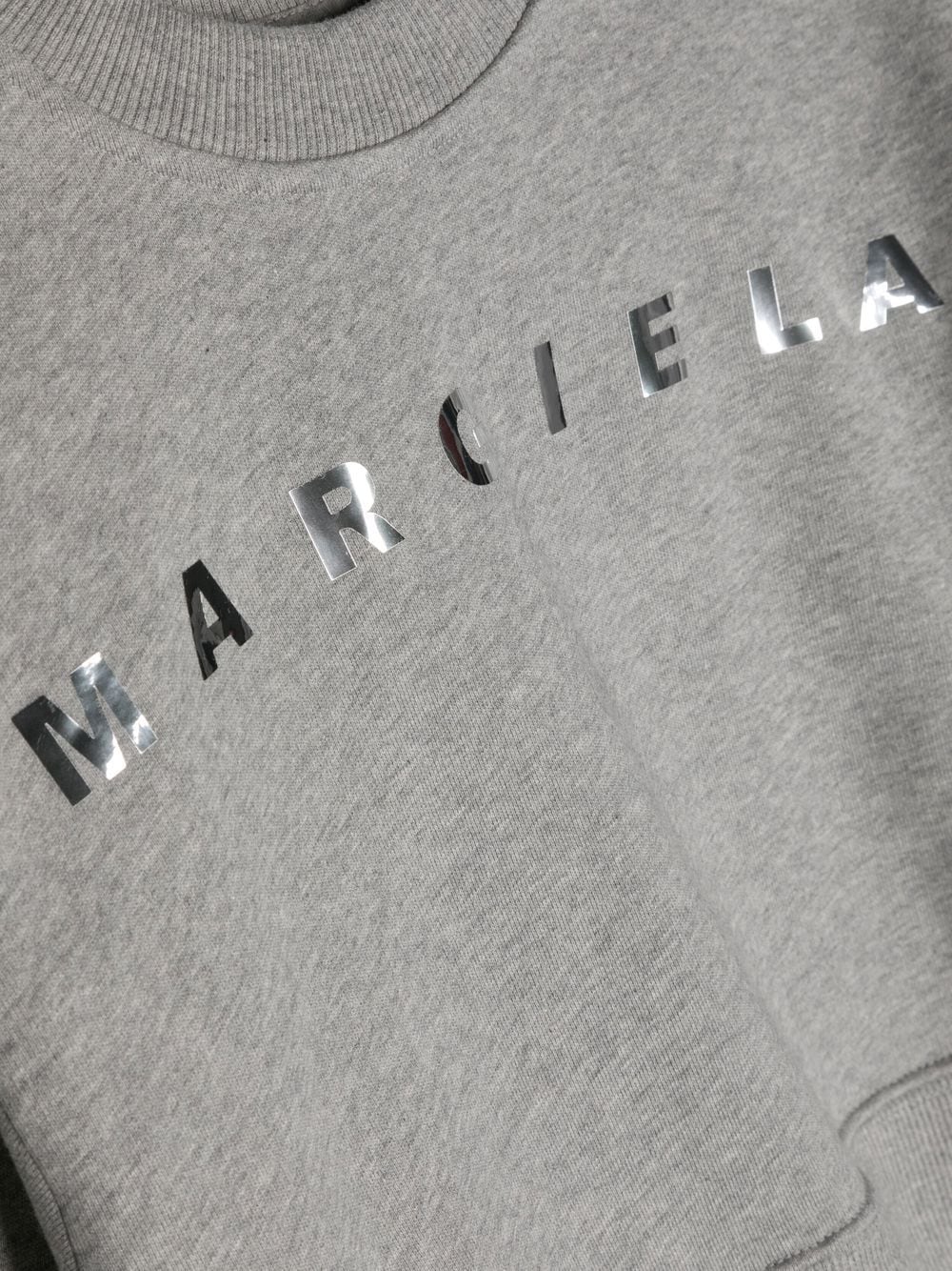 Shop Mm6 Maison Margiela Logo-print Crew Neck Jumper In Grey