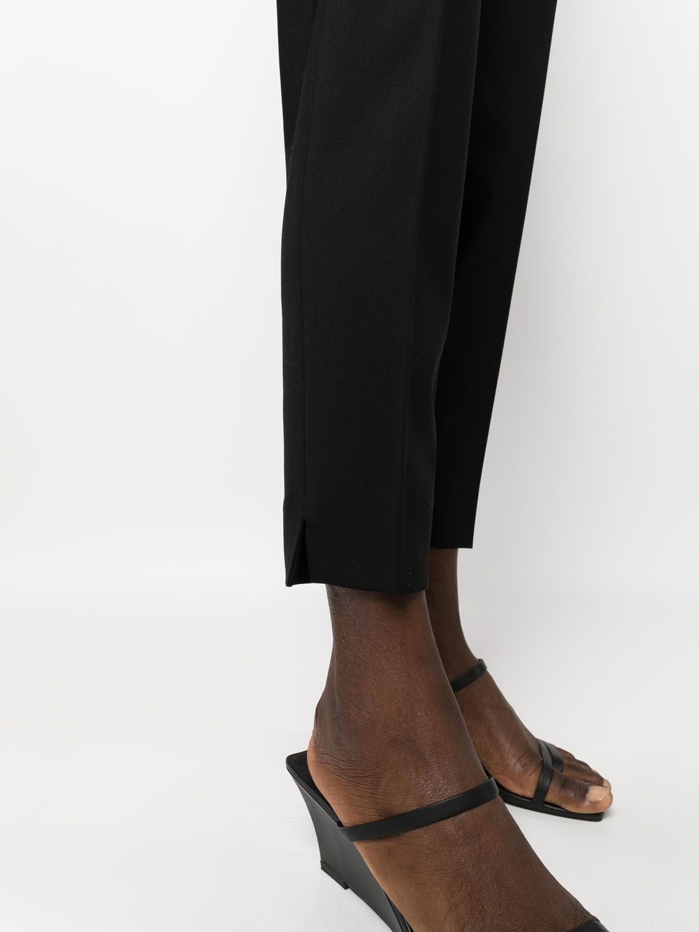 Shop Pt Torino Low-rise Tapered Trousers In 黑色