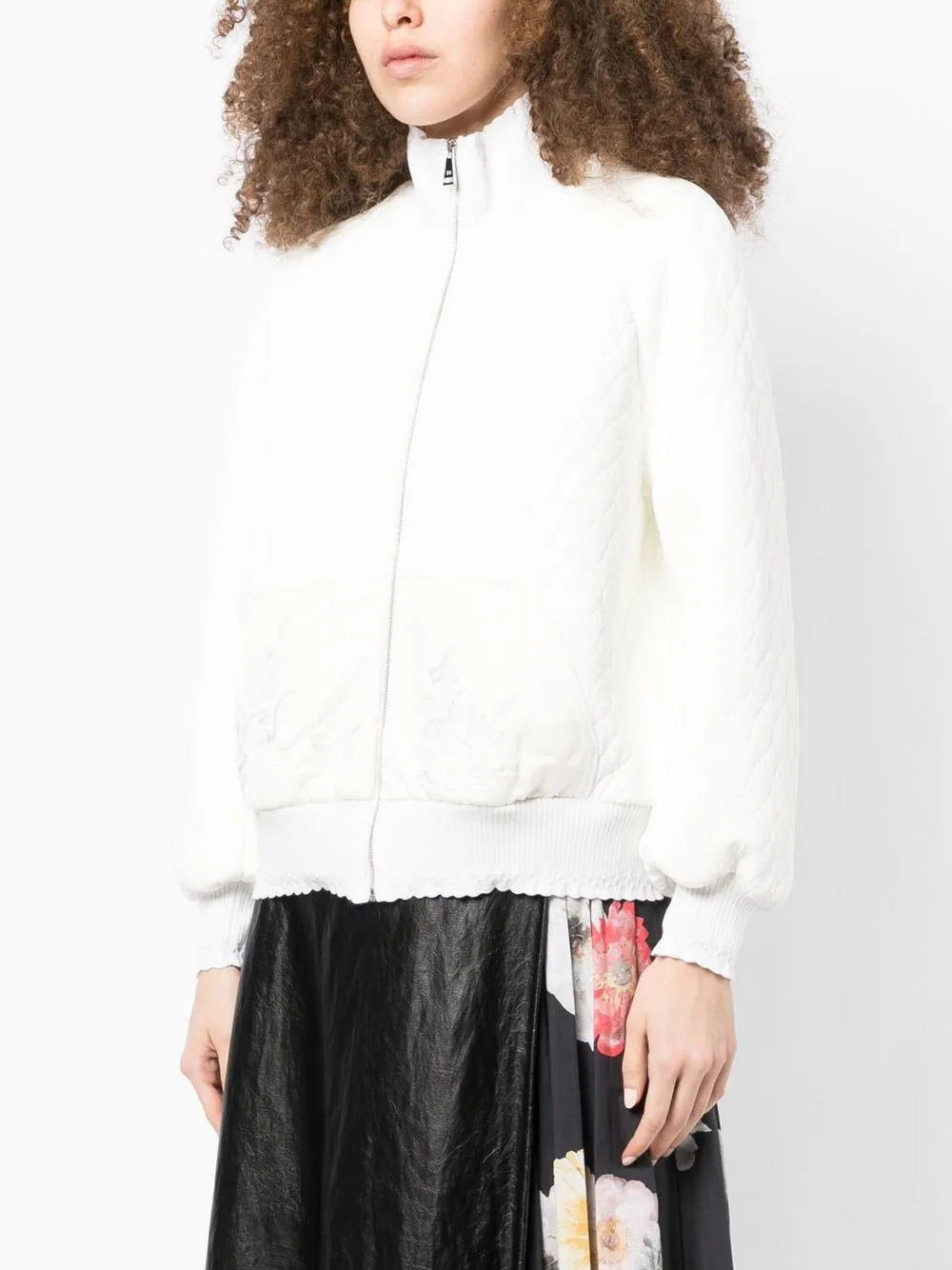 Shop Shiatzy Chen Genisis Quilted Embroidered Jacket In White