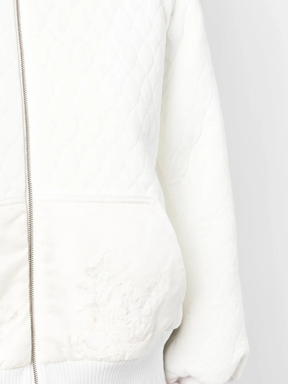 Shop Shiatzy Chen Genisis Quilted Embroidered Jacket In White