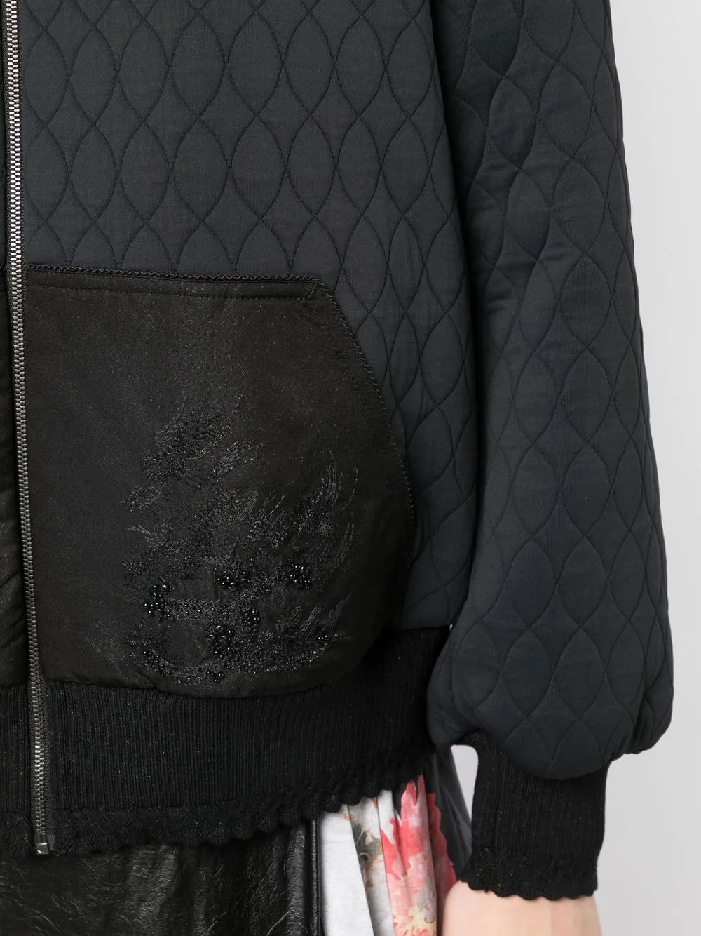 Shiatzy Chen Genisis Quilted Embroidered Jacket In Black ModeSens