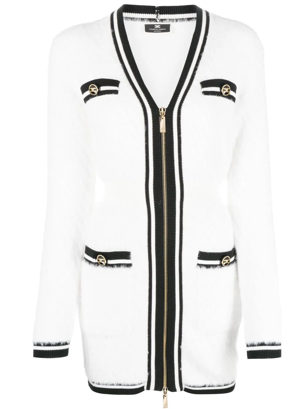 

Elisabetta Franchi frontal zip fastening knitted minidress - White