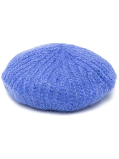 GANNI ribbed-knit beret hat Women