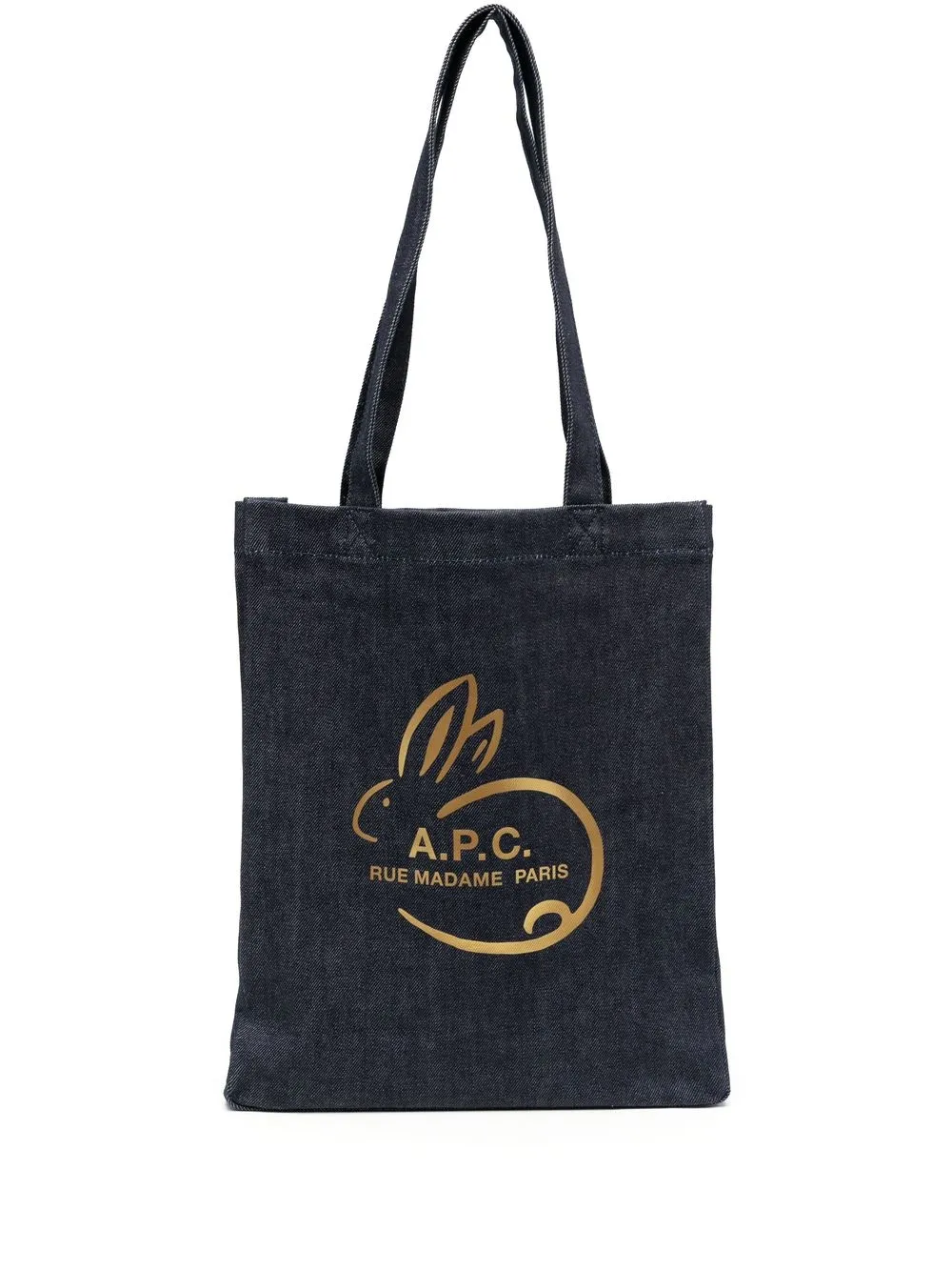 

A.P.C. logo-print denim tote bag - Blue