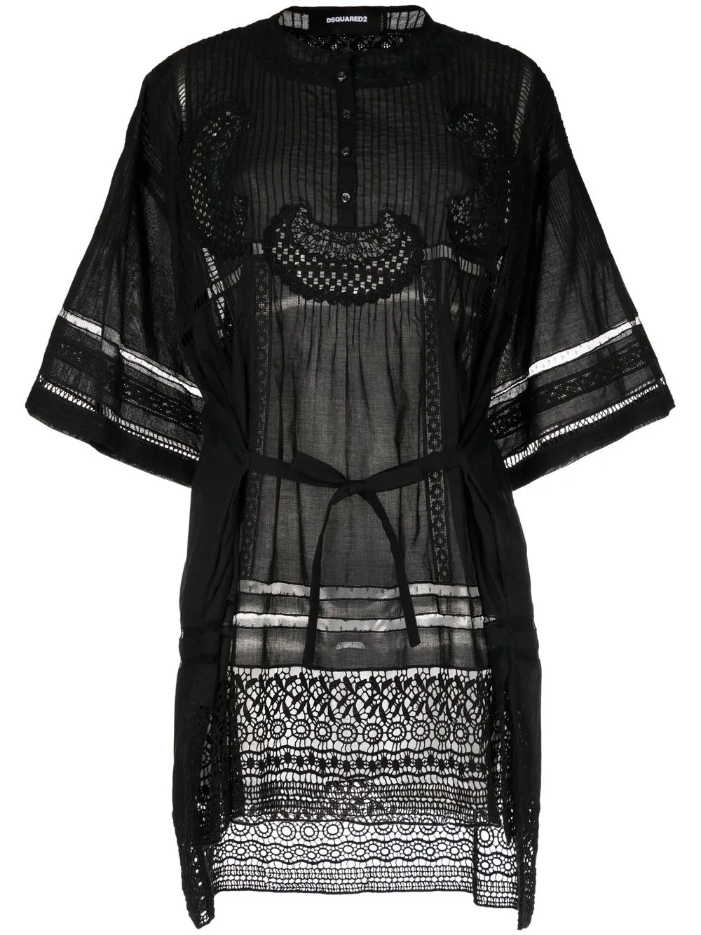 Shop Dsquared2 Sangallo Cotton Tunic Dress In Black