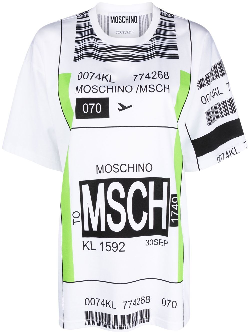 Moschino Flight-tag Print T-shirt In White