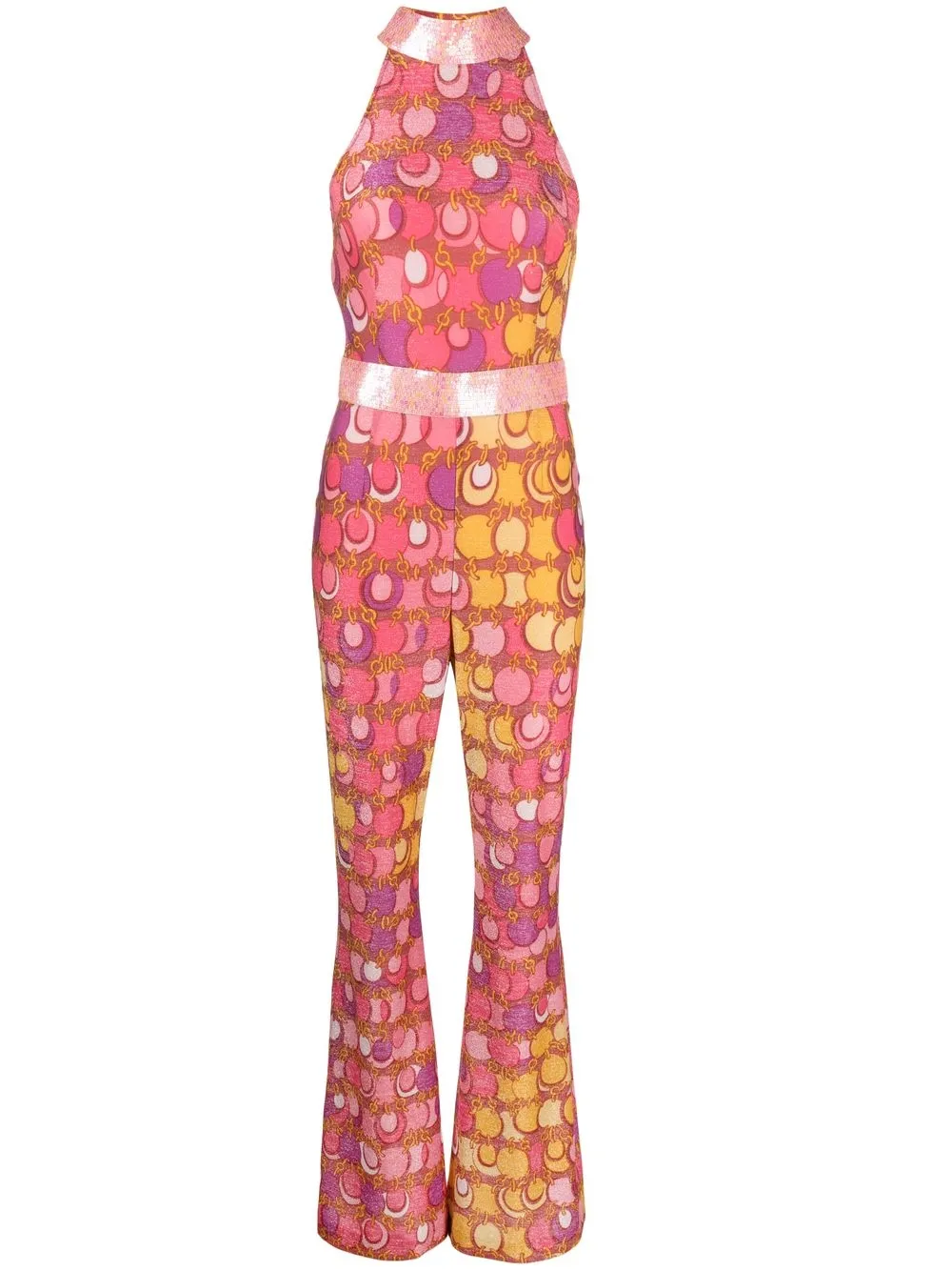 

Moschino abstract-print flared jumpsuit - Pink