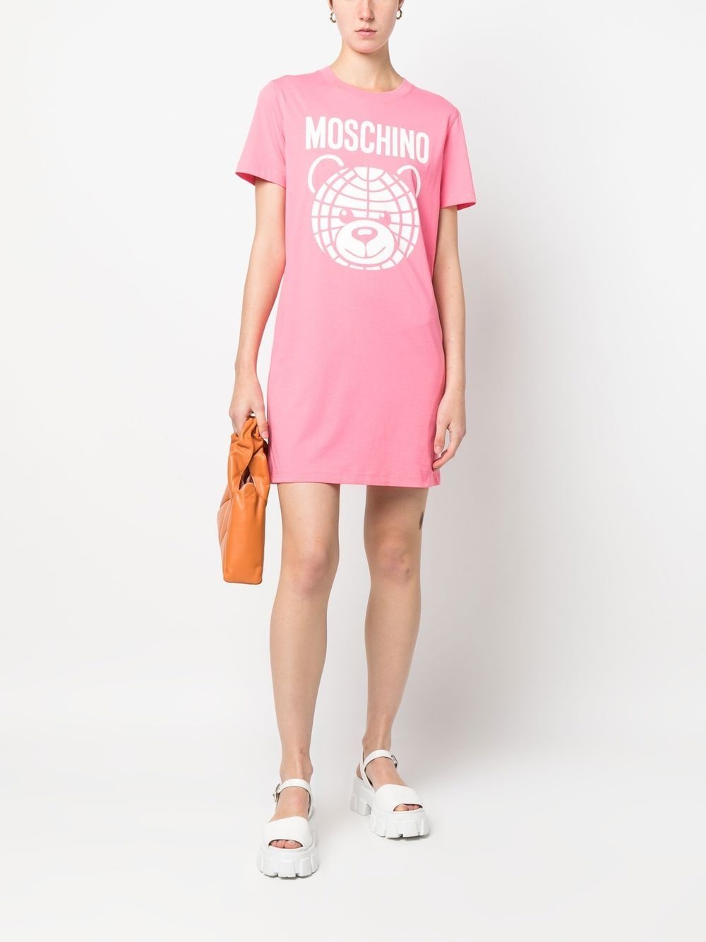 Moschino T-shirtjurk met logoprint - Roze