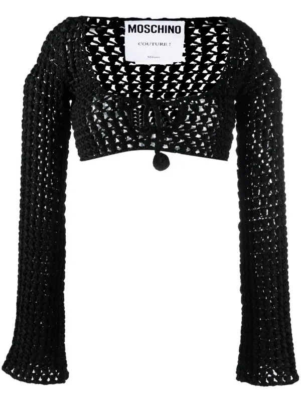 Moschino Open-knit Cropped Top in Black