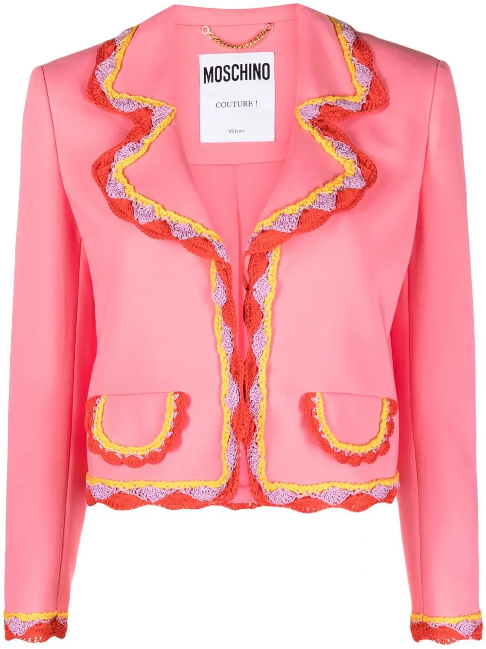 

Moschino macramé trim cropped blazer - Pink