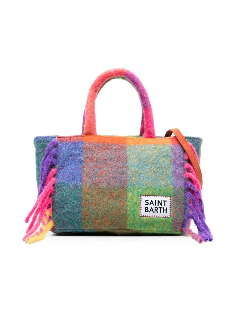 

MC2 Saint Barth Kids check-pattern tote bag - Orange