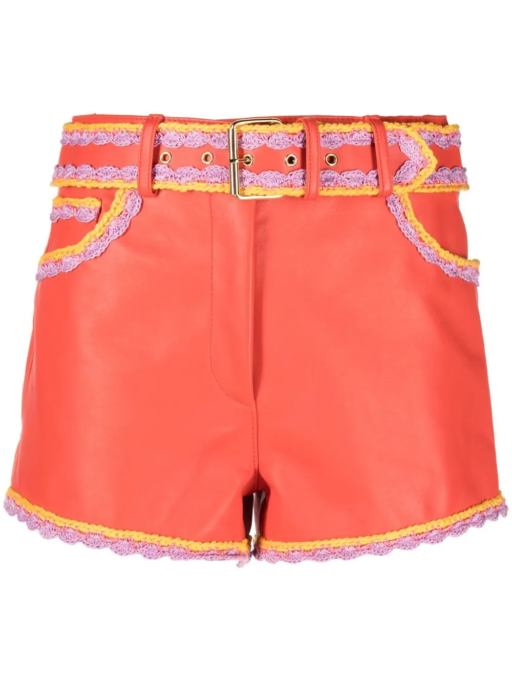 

Moschino crochet-trim leather shorts - Red