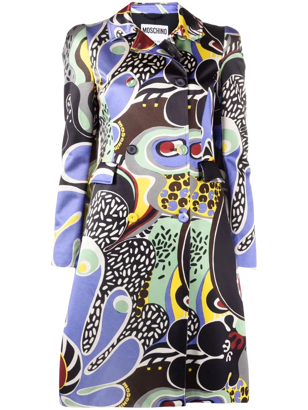 

Moschino abrigo con doble botonadura y estampado floral - Negro
