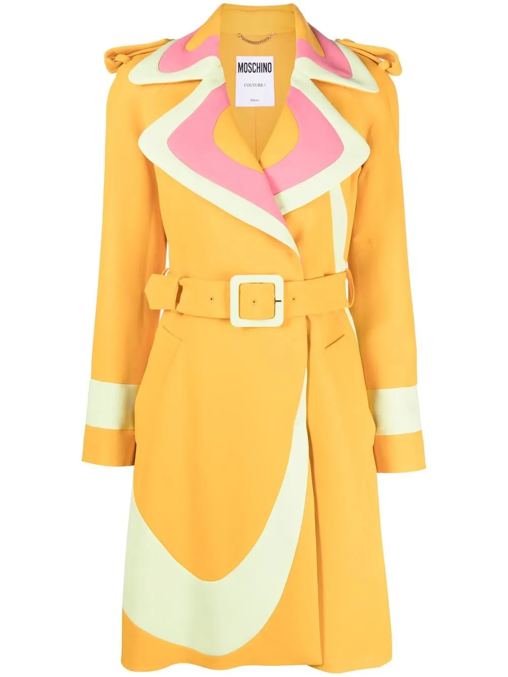 

Moschino colour-block belted trench coat - Orange