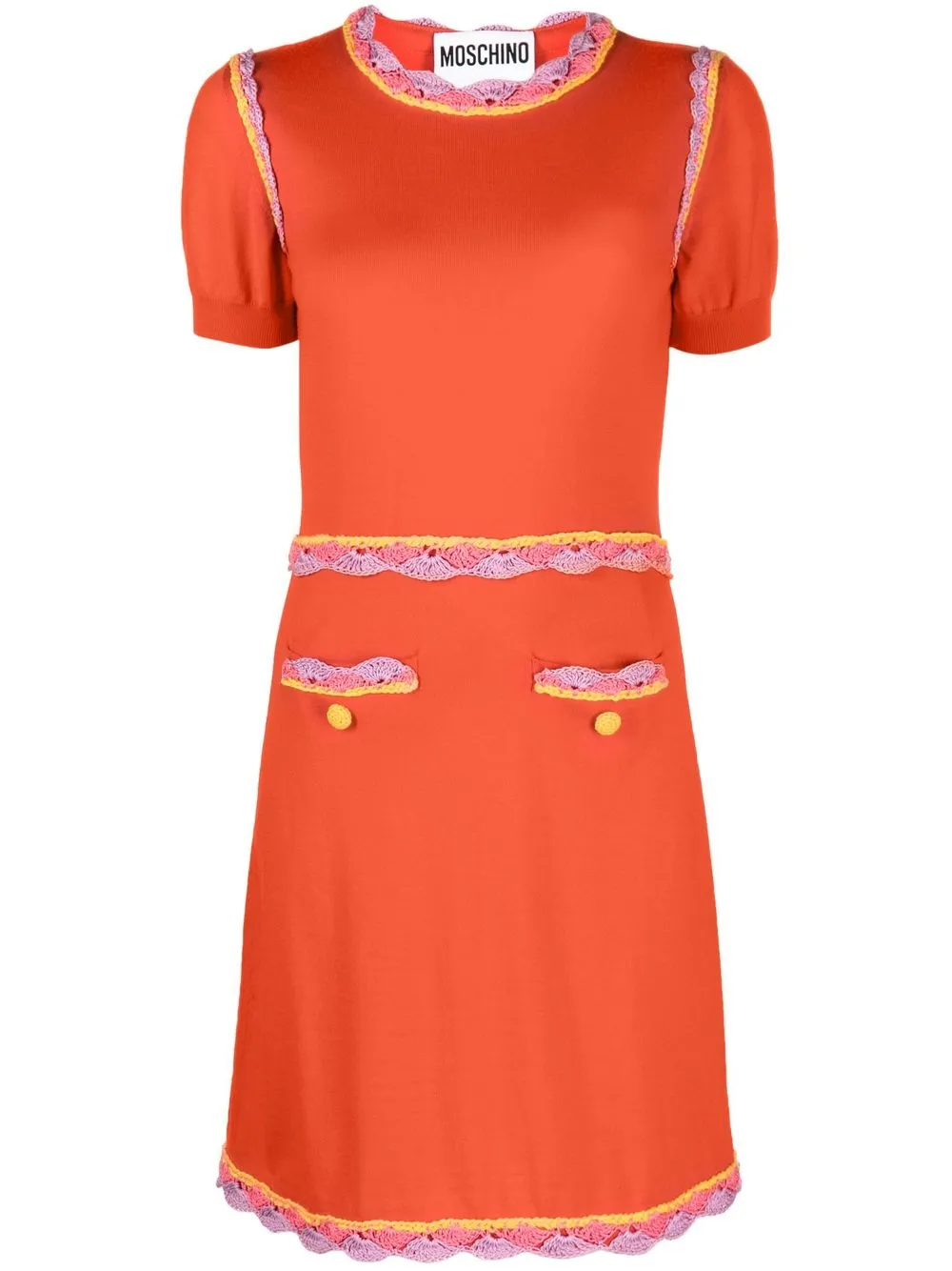 

Moschino lace-trim knitted dress - Orange