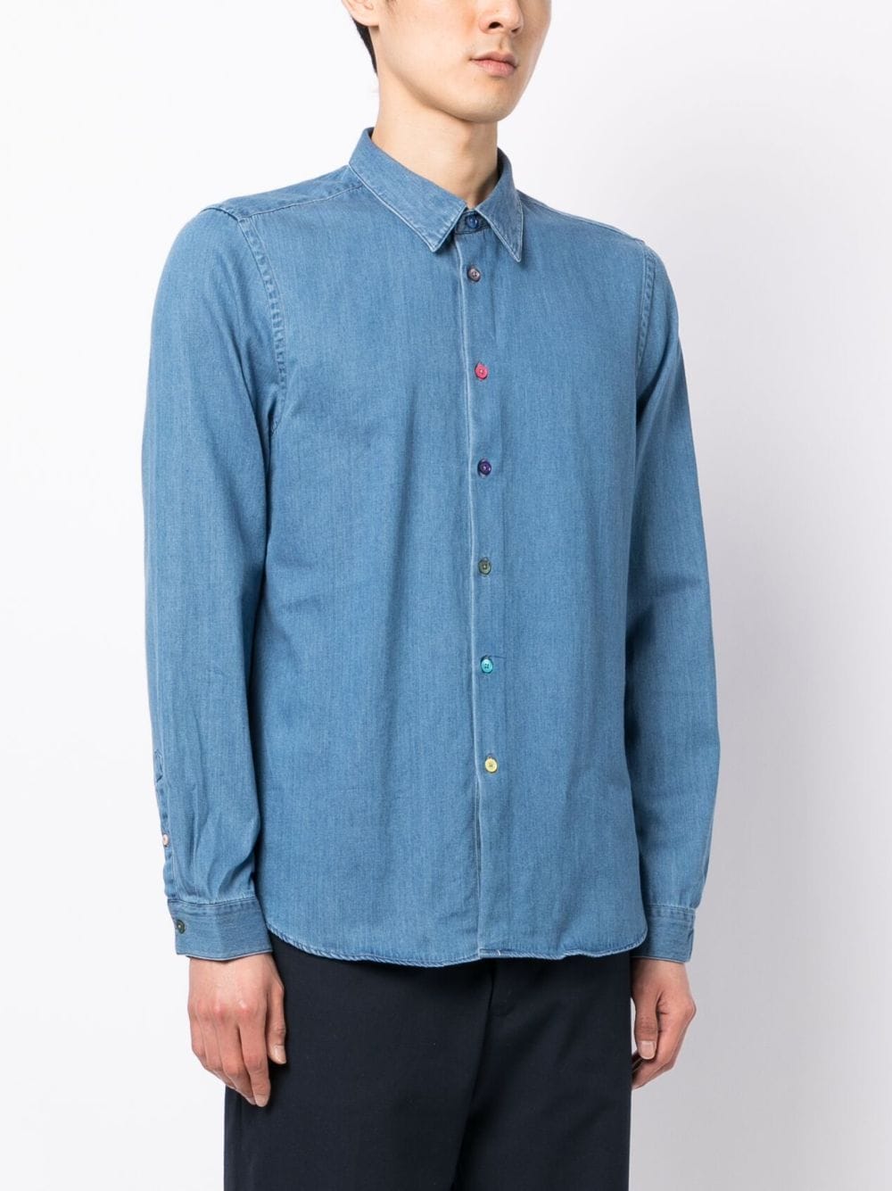 Shop Ps By Paul Smith Mid-wash Long-sleeve Denim Shirt In Blau