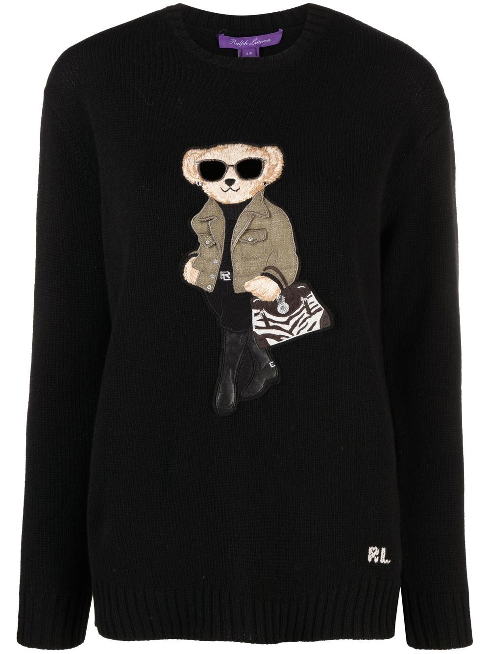 Ralph Lauren Polo Bear Crew-neck Jumper In 黑色