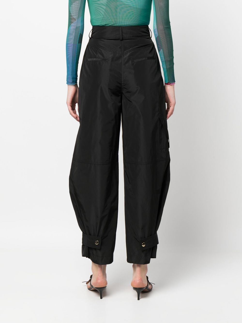 Shop Blanca Vita Tapered-leg Cargo Trousers In Black