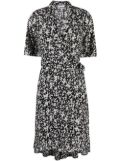 GANNI floral-print wrap dress - Black