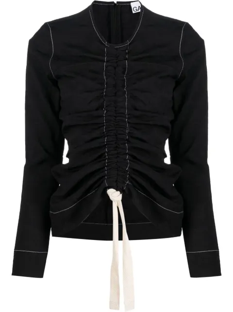 GANNI ruched-effect long-sleeve top