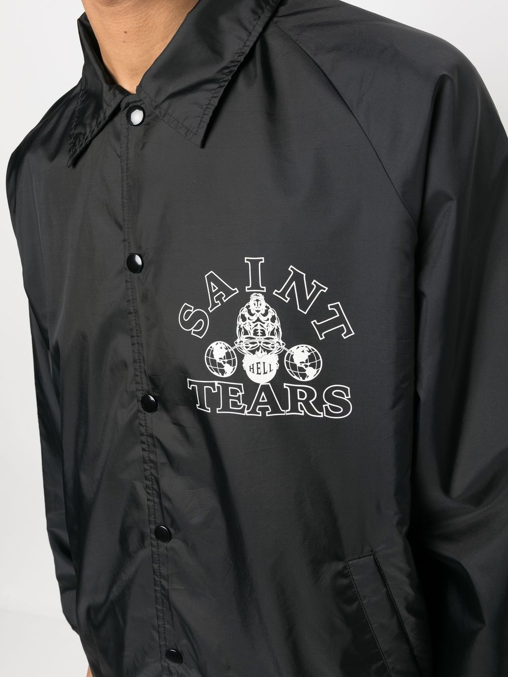 Shop Saint Mxxxxxx Logo-print Shirt Jacket In 黑色