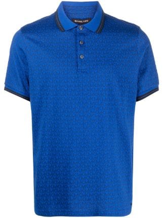 Michael Kors Monogram-Print Short-sleeved Polo Shirt