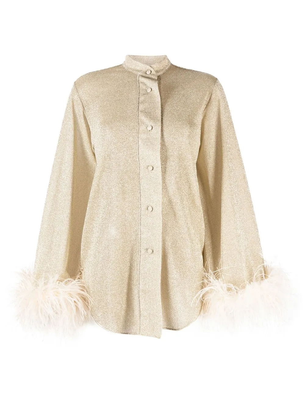 

Oséree glittered feather-cuff blouse - Neutrals