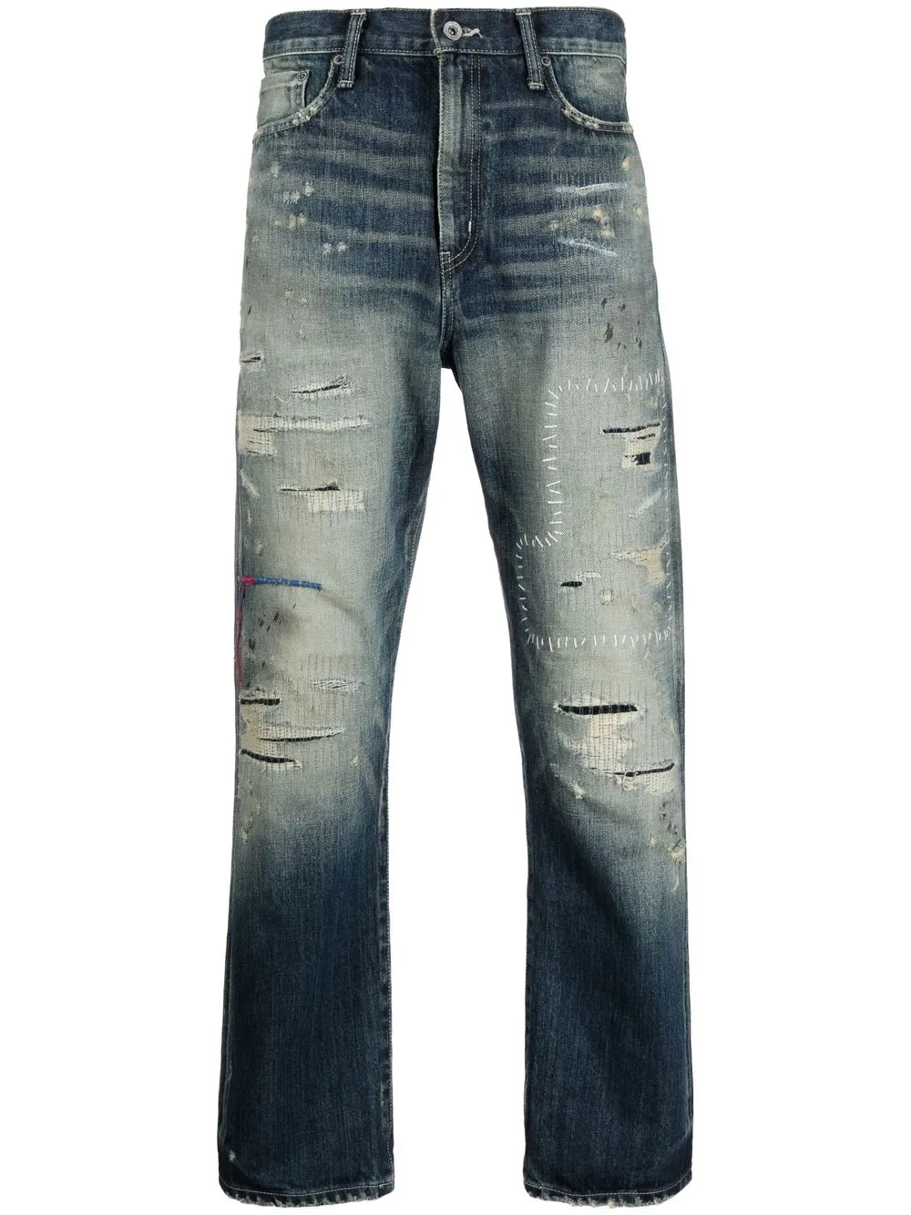 

Neighborhood distressed straight-leg jeans - Blue